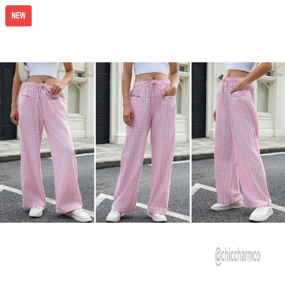 Wide Leg Lounge Pants with Pockets Drawstring Waist 100% Rayon - Picture 8 of 8